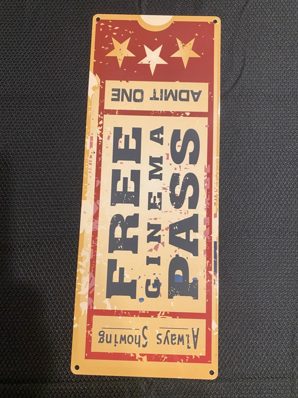 Vintage-Style Movie Ticket, Metal Sign